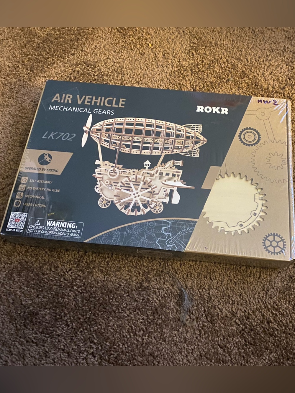 ROKR Steampunk Air Vehicle Mechanical Gears Wooden Model Kit - Natural Wood